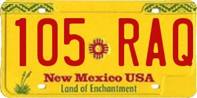 NM license plate 105RAQ