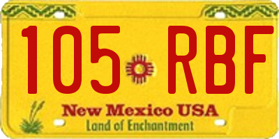 NM license plate 105RBF