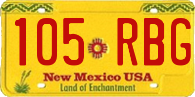 NM license plate 105RBG