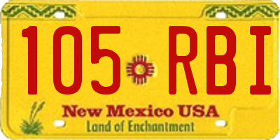 NM license plate 105RBI