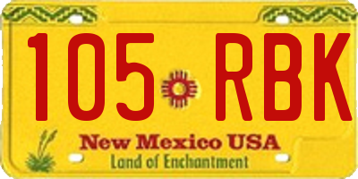 NM license plate 105RBK