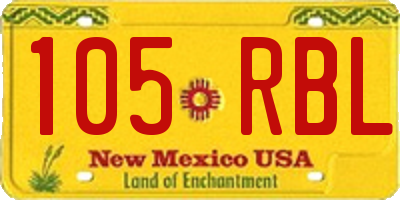 NM license plate 105RBL