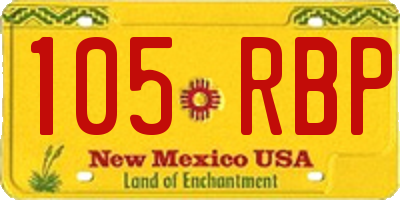 NM license plate 105RBP