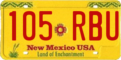 NM license plate 105RBU