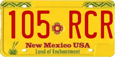 NM license plate 105RCR