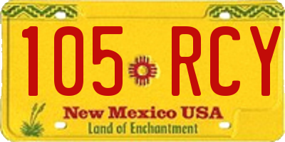 NM license plate 105RCY