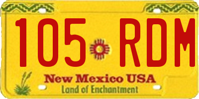 NM license plate 105RDM