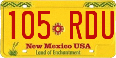 NM license plate 105RDU