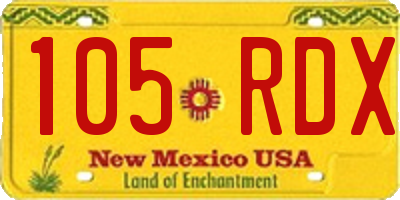 NM license plate 105RDX