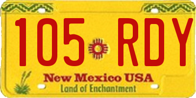 NM license plate 105RDY