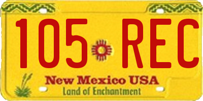 NM license plate 105REC