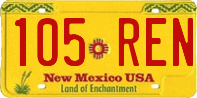 NM license plate 105REN