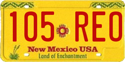 NM license plate 105REO