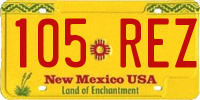 NM license plate 105REZ