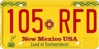 NM license plate 105RFD