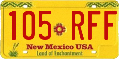 NM license plate 105RFF