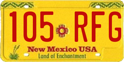 NM license plate 105RFG