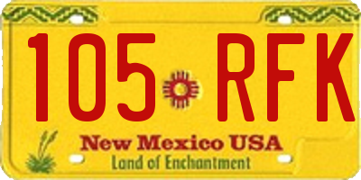 NM license plate 105RFK