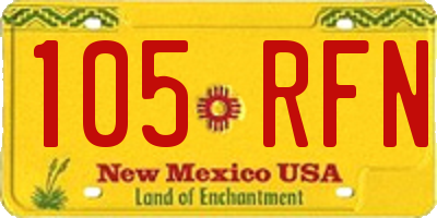 NM license plate 105RFN