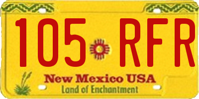 NM license plate 105RFR