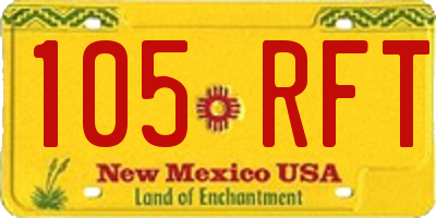NM license plate 105RFT
