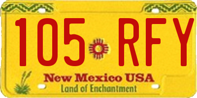 NM license plate 105RFY