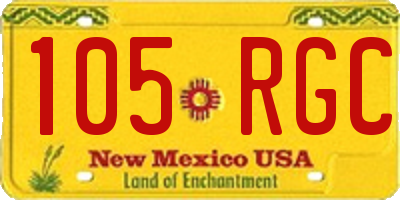 NM license plate 105RGC