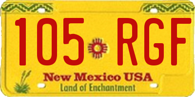NM license plate 105RGF