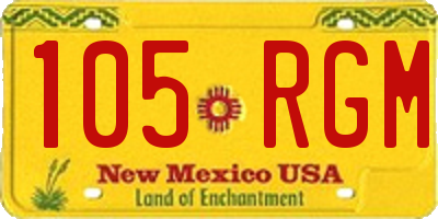 NM license plate 105RGM