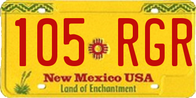 NM license plate 105RGR