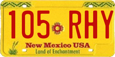 NM license plate 105RHY