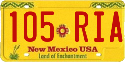 NM license plate 105RIA