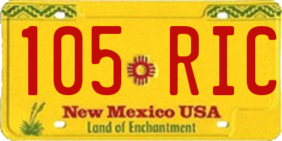NM license plate 105RIC