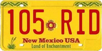 NM license plate 105RID
