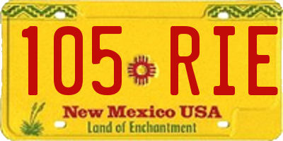 NM license plate 105RIE