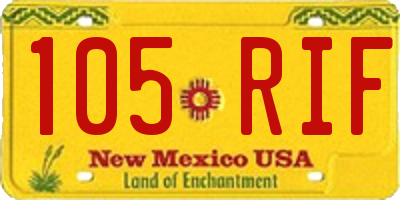 NM license plate 105RIF