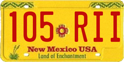 NM license plate 105RII