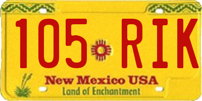 NM license plate 105RIK