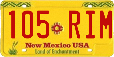 NM license plate 105RIM