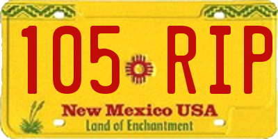 NM license plate 105RIP