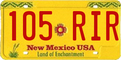 NM license plate 105RIR