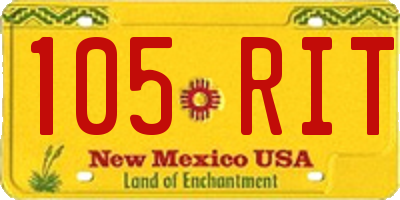 NM license plate 105RIT