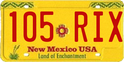 NM license plate 105RIX