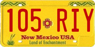 NM license plate 105RIY