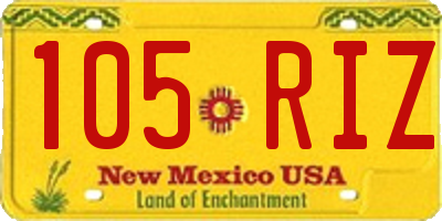 NM license plate 105RIZ