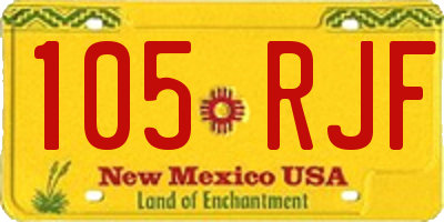 NM license plate 105RJF