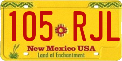 NM license plate 105RJL
