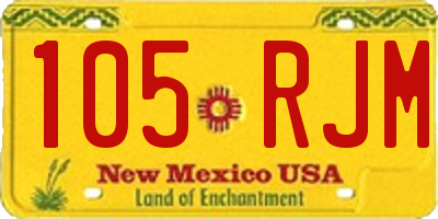 NM license plate 105RJM