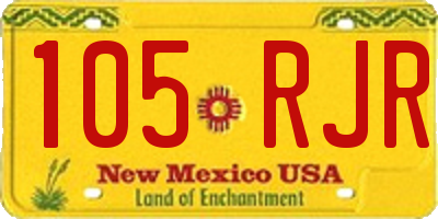 NM license plate 105RJR