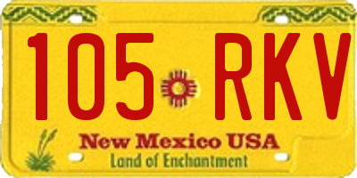 NM license plate 105RKV